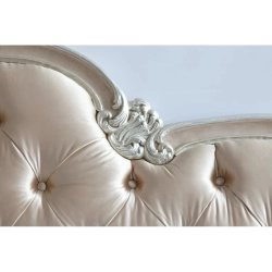 Luxurious Classic Carved Wood Bed Frame with Tufted Headboard