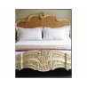 Luxurious Classic Carved Wood Bed Frame with Tufted Headboard