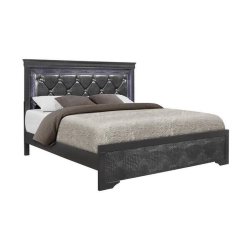 Modern Glam Tufted Upholstered Bed Frame with Textured Detail