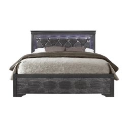 Modern Glam Tufted Upholstered Bed Frame with Textured Detail