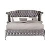 Luxury Grey Tufted Upholstered King Size Bed with Elegant Accents