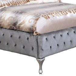 Luxury Grey Tufted Upholstered King Size Bed with Elegant Accents