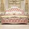 Luxurious Carved Wood Tufted Upholstered Bed with Elegant Headboard Footboard