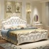 Luxurious Carved Wood Tufted Upholstered Bed with Elegant Headboard Footboard