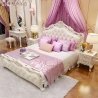 Luxurious Carved Wood Tufted Upholstered Bed with Elegant Headboard Footboard