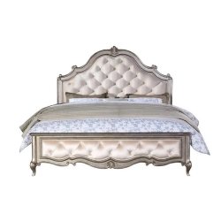 Luxury Upholstered Tufted Headboard Bed with Classic Frame