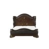 Luxury Classic Carved Wood Bed Frame with Upholstered Base