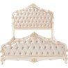 Luxury Cream Tufted Upholstered Bed Frame Ornate Carvings