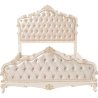 Luxury Cream Tufted Upholstered Bed Frame Ornate Carvings