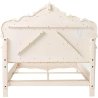 Luxury Cream Tufted Upholstered Bed Frame Ornate Carvings