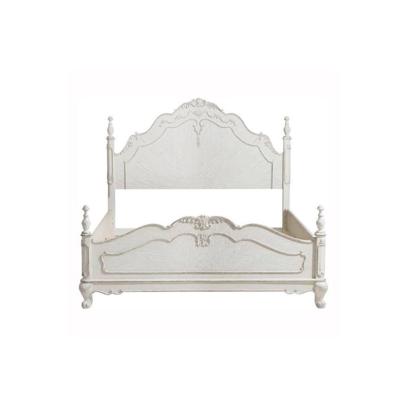 Classic European White Carved Wooden Bed Frame Classic European White Carved Wooden Bed Frame