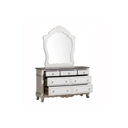Classic European White Carved Wooden Bed Frame