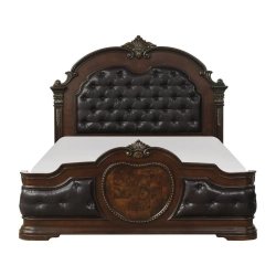 Luxury Classic Tufted Leather Wooden Bed Frame