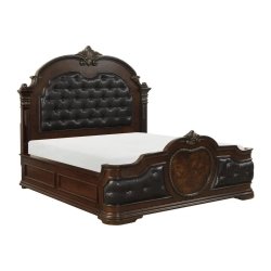 Luxury Classic Tufted Leather Wooden Bed Frame
