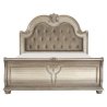 Ornate Traditional King Bed with Upholstered Headboard