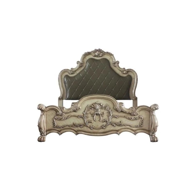 Classic Carved Upholstered Bed Frame Elegant Bedroom Furniture Classic Carved Upholstered Bed Frame Elegant Bedroom Furniture