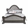 Elegant Upholstered King Bed with Carved Wood Frame