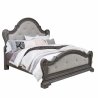 Elegant Upholstered King Bed with Carved Wood Frame