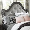 Elegant Upholstered King Bed with Carved Wood Frame