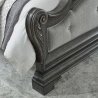Elegant Upholstered King Bed with Carved Wood Frame