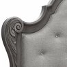 Elegant Upholstered King Bed with Carved Wood Frame