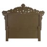 Ornate Classic Luxury King Size Bed with Carved Wood Frame and Upholstered Headboard Antique Gold Finish