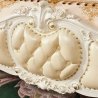 Luxury Ornate Classic King Bed Frame Cream Upholstered Wood Carvings