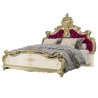 Opulent Luxury Classic Carved Wooden Bed with Velvet Headboard and Gold Leaf Finish