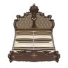 Opulent Luxury Classic Carved Wooden Bed with Velvet Headboard and Gold Leaf Finish