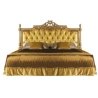 Classic Luxury Gold Tufted Velvet Headboard Bed with Ornate Wood Frame