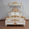 Elegant White Gold Carved Four Poster Canopy Bed Classic Style