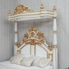 Elegant White Gold Carved Four Poster Canopy Bed Classic Style