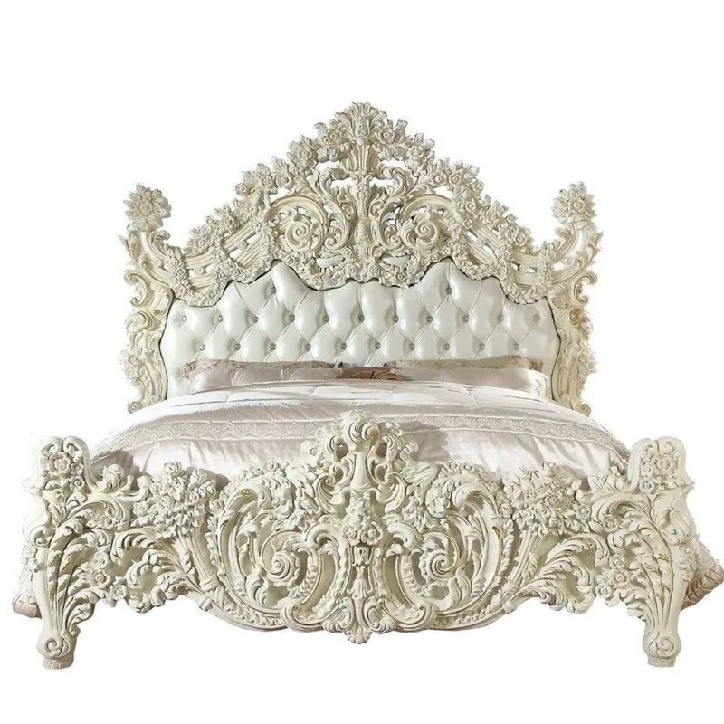 Opulent Ornate White Carved Luxury Classic Bed Frame Opulent Ornate White Carved Luxury Classic Bed Frame