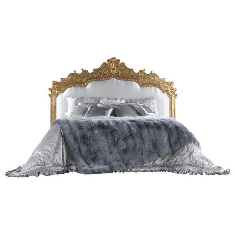 Luxury Gold Carved Headboard Bed Elegant Bedroom Furniture