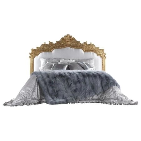 Luxury Gold Carved Headboard Bed Elegant Bedroom Furniture