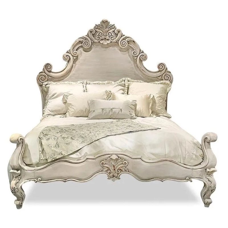Elegant French Provincial Carved Wood Bed Frame Elegant French Provincial Carved Wood Bed Frame