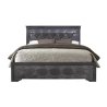 Modern Upholstered Platform Bed Frame with LED Headboard Accent Light and Textured Footboard