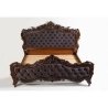 Luxurious Carved Wood Bed Set with Tufted Upholstery and Nightstands