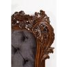 Luxurious Carved Wood Bed Set with Tufted Upholstery and Nightstands