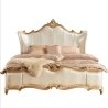 Luxury Upholstered Classic Bed with Ornate Gold Carving