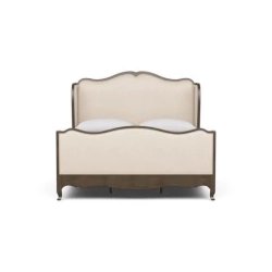 Classic Wood Upholstered Bed Frame Cream and Brown
