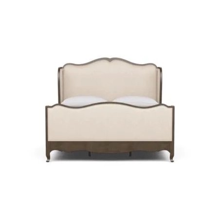 Classic Wood Upholstered Bed Frame Cream and Brown