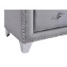 Luxury Grey Velvet Tufted Platform Bed with Ornate Headboard