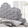 Luxury Grey Velvet Tufted Platform Bed with Ornate Headboard