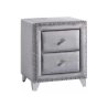 Luxury Grey Velvet Tufted Platform Bed with Ornate Headboard
