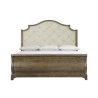 Classic Upholstered Wood Bed with Tufted Headboard and Sleigh Footboard