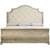 Classic Upholstered Wood Bed with Tufted Headboard and Sleigh Footboard