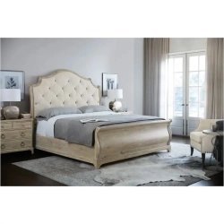 Classic Upholstered Wood Bed with Tufted Headboard and Sleigh Footboard