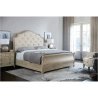 Classic Upholstered Wood Bed with Tufted Headboard and Sleigh Footboard
