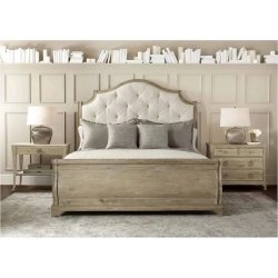 Classic Upholstered Wood Bed with Tufted Headboard and Sleigh Footboard